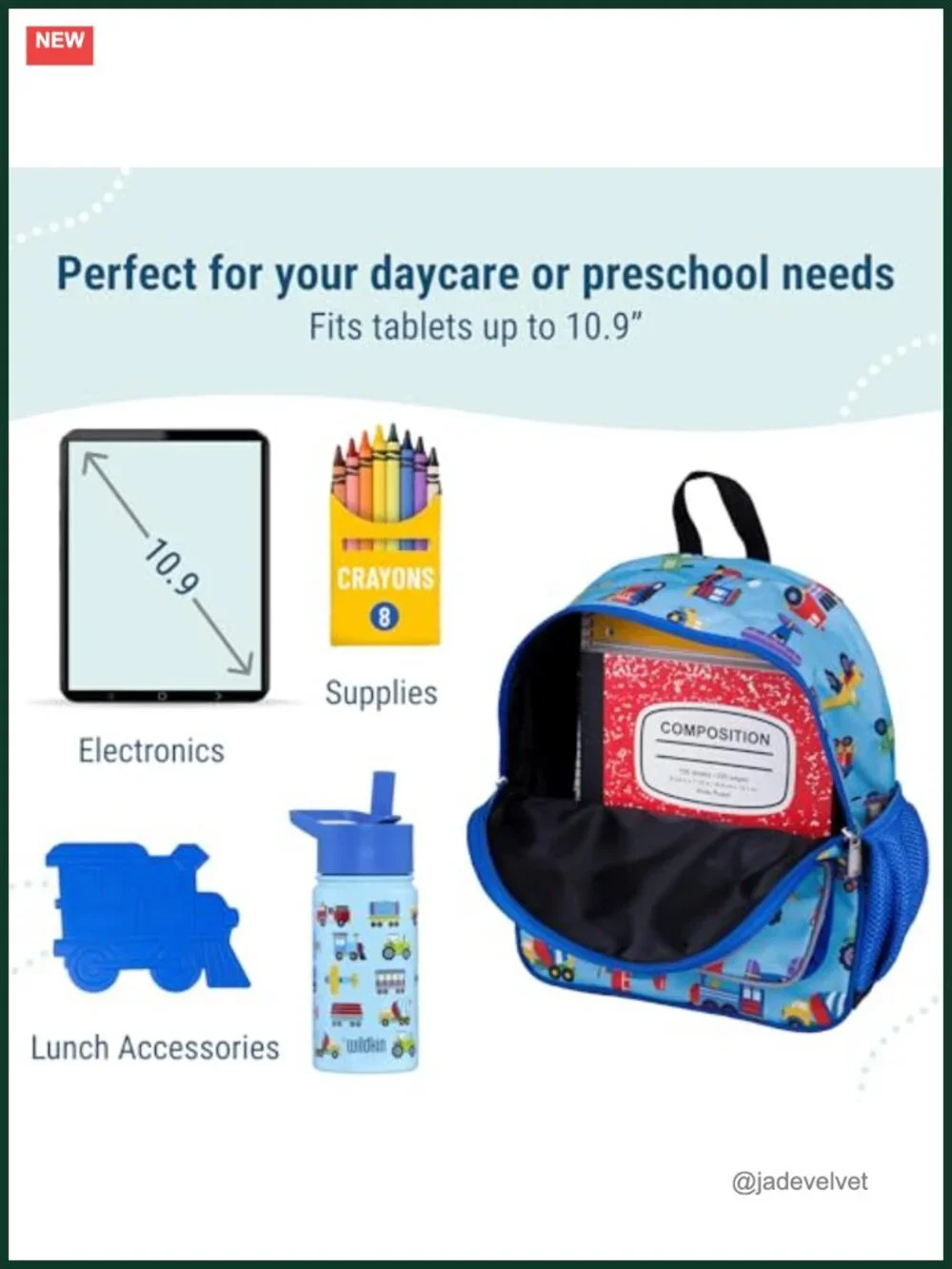 12 Inch Toddler Backpack for Boys/Girls, Insulated Front Pocket, Ages 3-7